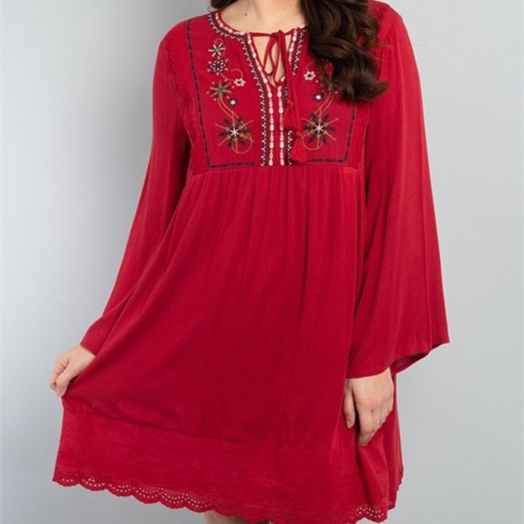 Red wine boho style dress - Picture 5 of 7